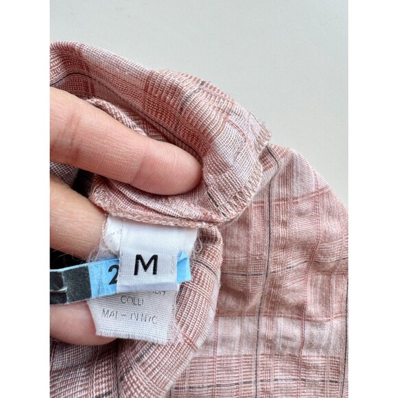 MEG Lazy Pink Red Plaid Check Cotton Seersucker Straight Midi Dress, Size M - Picture 13 of 15
